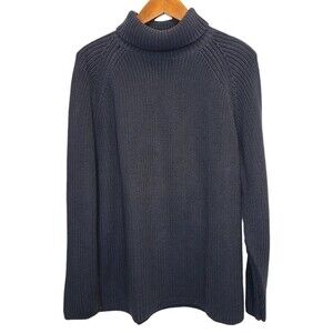 Lands' End Direct Merchants Heavy Knit Dark Navy Turtleneck Pullover Sweater